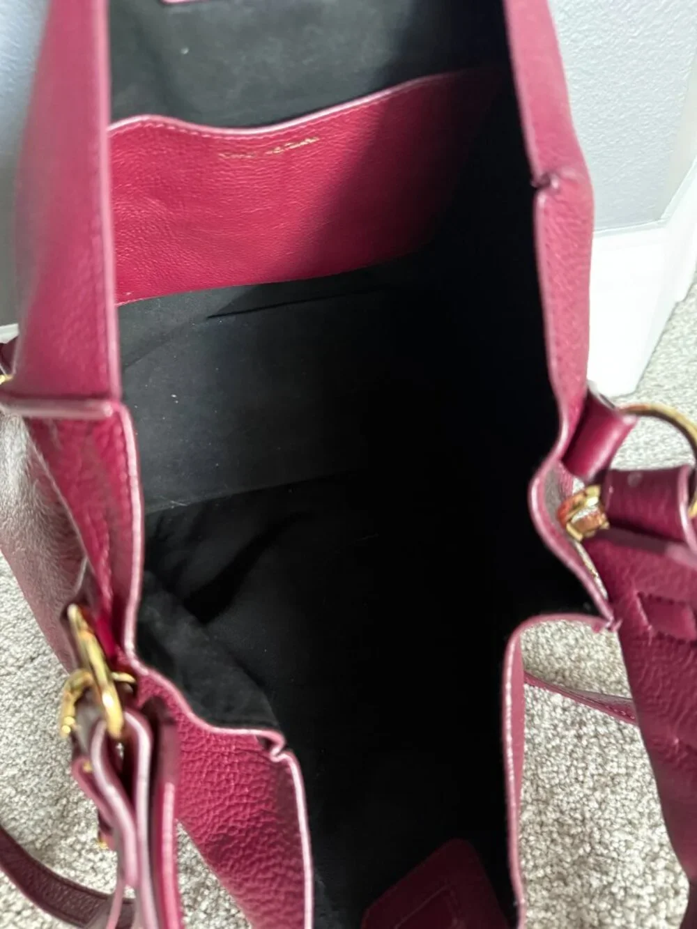 Stuart Weitzman Pebbled Leather Burgundy Hobo Bag